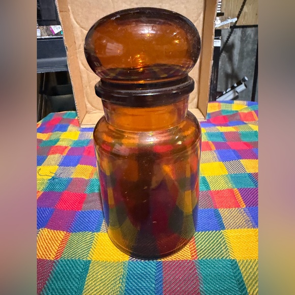 Vintage Amber Glass Bubble Top Apothecary Jar Belgium - Picture 2 of 4